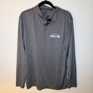 NFL Team Apparel Seattle Seahawks Mens Large Gray Heather Quarter Zip Pullover